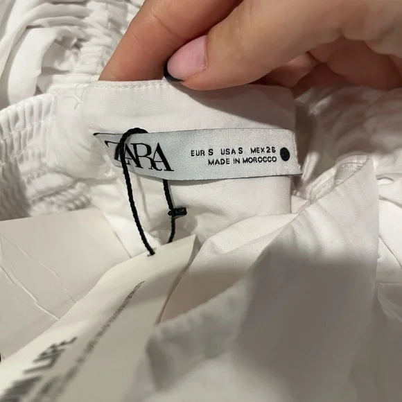 Zara one shoulder ruffle Poplin‎ top size small NWT - Picture 11 of 13